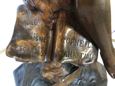 La Pensee by Emile Louis Picault Bears Foundry Mark 19th Century Bronze Statue