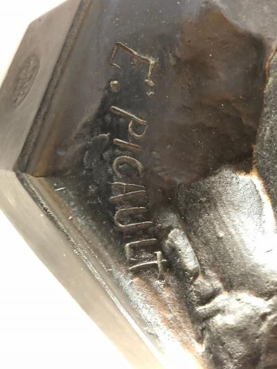 La Pensee by Emile Louis Picault Bears Foundry Mark 19th Century Bronze Statue