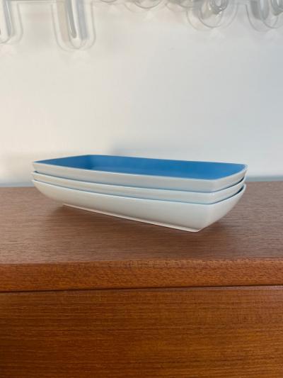 LaGardo Tack Tackett Set of Three Lagardo Tackett Blue Porcelain Trays for Schmid