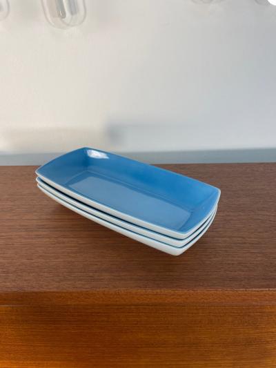 LaGardo Tack Tackett Set of Three Lagardo Tackett Blue Porcelain Trays for Schmid