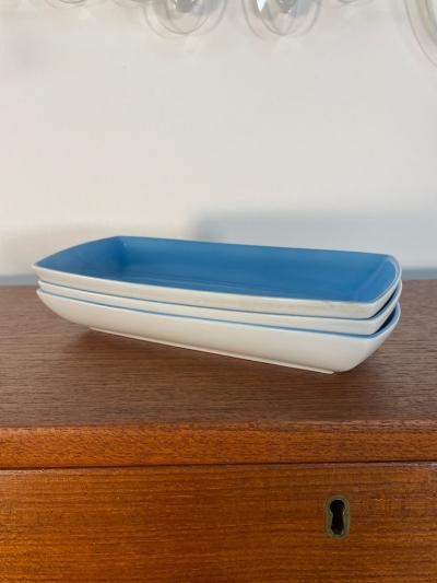 LaGardo Tack Tackett Set of Three Lagardo Tackett Blue Porcelain Trays for Schmid
