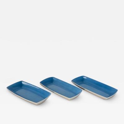 LaGardo Tack Tackett Set of Three Lagardo Tackett Blue Porcelain Trays for Schmid