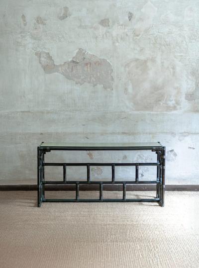 Lacquered Bamboo Console Table 1980s