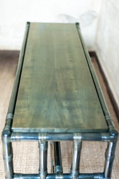 Lacquered Bamboo Console Table 1980s