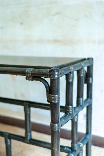 Lacquered Bamboo Console Table 1980s