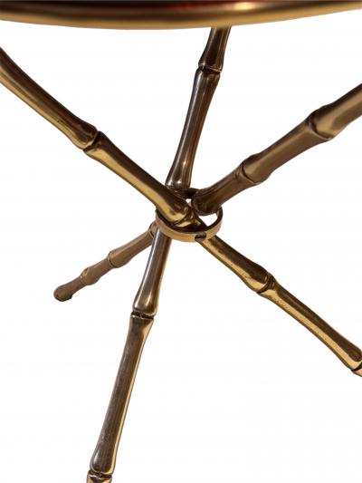 Lacquered Brass Black Glass Tripod Table