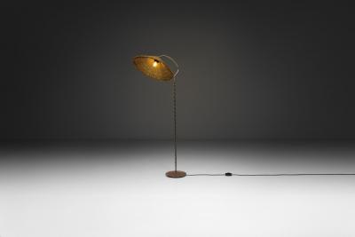 Lacquered Cast Iron Floor Lamp with Flower Relief Scandinavia Mid 20th Century