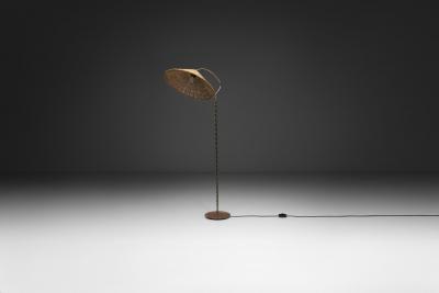 Lacquered Cast Iron Floor Lamp with Flower Relief Scandinavia Mid 20th Century