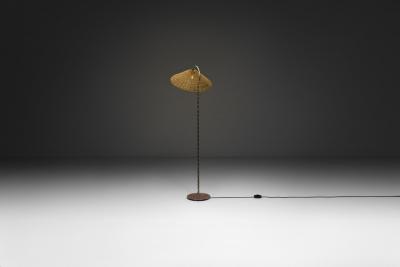 Lacquered Cast Iron Floor Lamp with Flower Relief Scandinavia Mid 20th Century