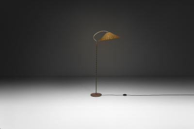Lacquered Cast Iron Floor Lamp with Flower Relief Scandinavia Mid 20th Century