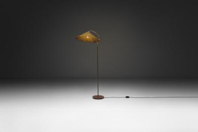 Lacquered Cast Iron Floor Lamp with Flower Relief Scandinavia Mid 20th Century