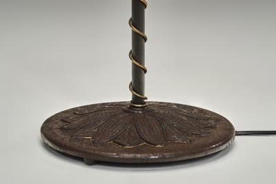 Lacquered Cast Iron Floor Lamp with Flower Relief Scandinavia Mid 20th Century