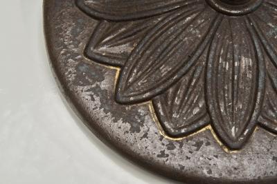 Lacquered Cast Iron Floor Lamp with Flower Relief Scandinavia Mid 20th Century
