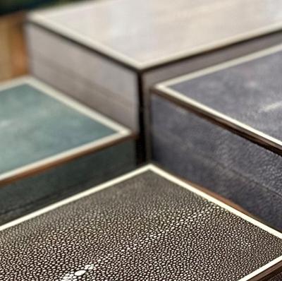 Lacquered Goatskin and Walnut Vanity Box