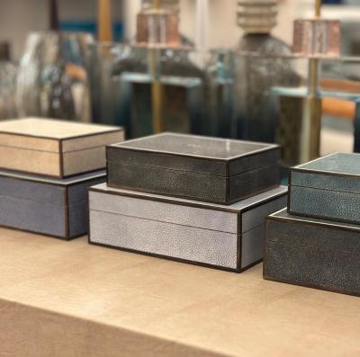 Lacquered Goatskin and Walnut Vanity Box