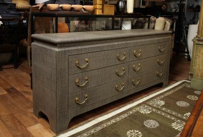 Lacquered Grass Cloth Dresser