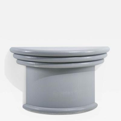 Lacquered Gray Grasscloth Pedestal 1970