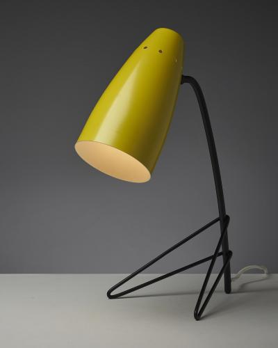 Lacquered Metal Table Lamp with Tripod Base