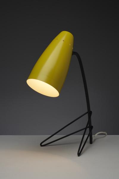 Lacquered Metal Table Lamp with Tripod Base