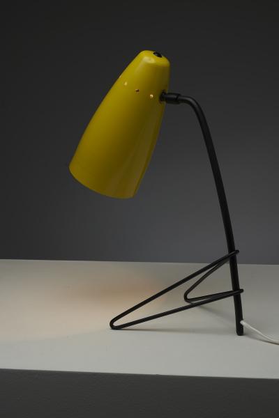 Lacquered Metal Table Lamp with Tripod Base