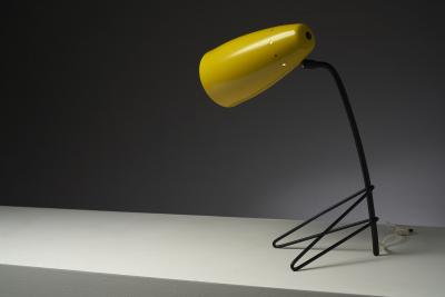 Lacquered Metal Table Lamp with Tripod Base