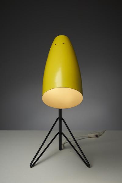 Lacquered Metal Table Lamp with Tripod Base