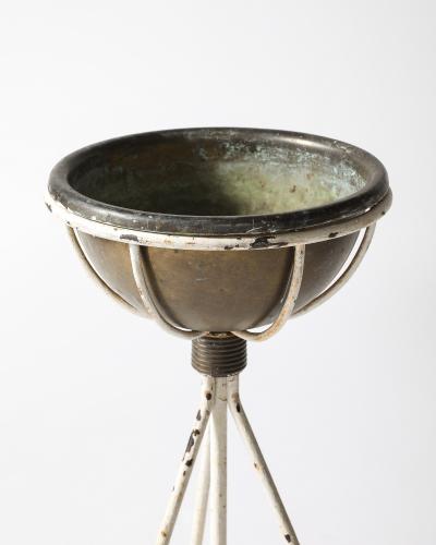 Lacquered Metal and Copper Plant Stand with Copper Pot