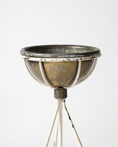 Lacquered Metal and Copper Plant Stand with Copper Pot