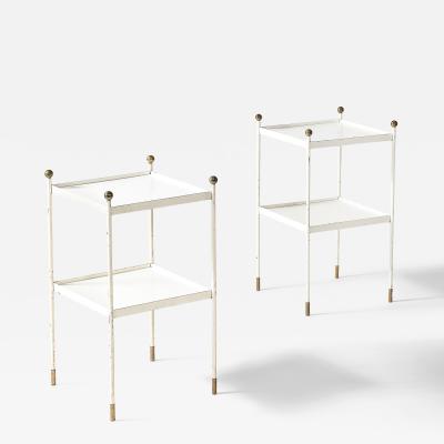 Lacquered Steel and Brass End Tables France c 1950