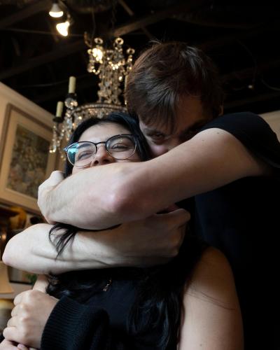 Lacquered Two Door Wardrobe in Ivory and Turtledove Tones