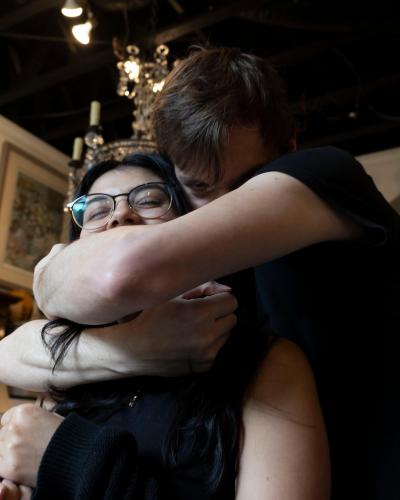Lacquered Two Door Wardrobe in Ivory and Turtledove Tones