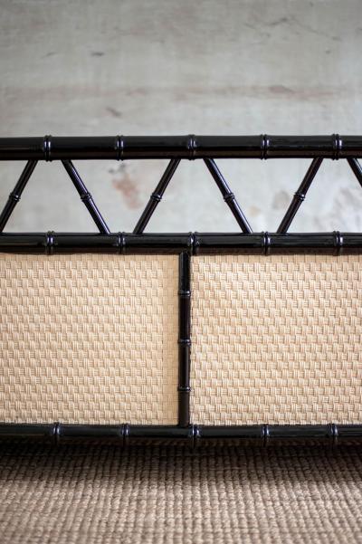 Lacquered wooden bamboo effect daybed 1970s