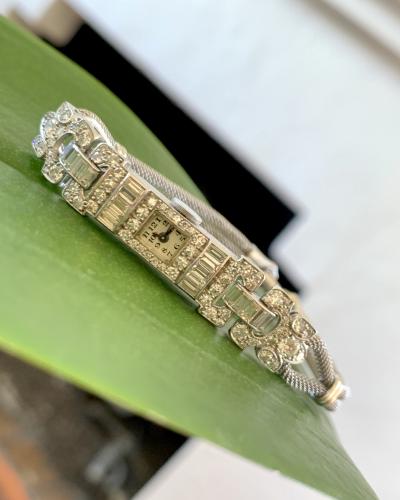 Ladies Platinum Patek Phillip Diamond Watch