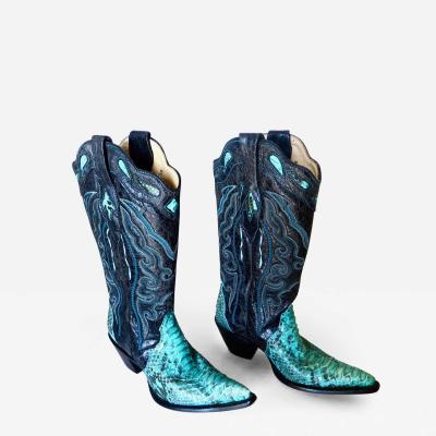 Ladys Cowboy Boots Turquoise Python by Corral