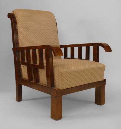 Lajos Kozma Pair of Art Deco Hungarian Walnut Armchairs