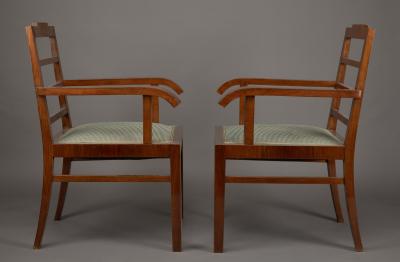 Lajos Kozma Pair of Art Deco Walnut Chairs by Lajos Kozma