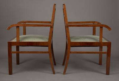 Lajos Kozma Pair of Art Deco Walnut Chairs by Lajos Kozma