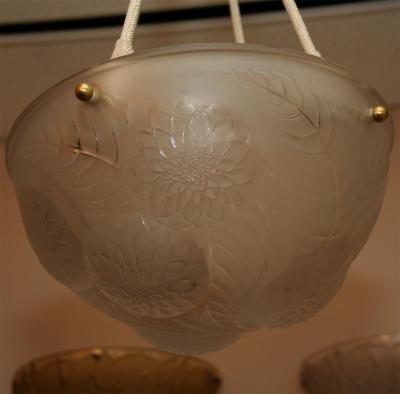 Lalique Dahlias Art Deco Chandelier by Lalique