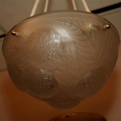 Lalique Dahlias Art Deco Chandelier by Lalique