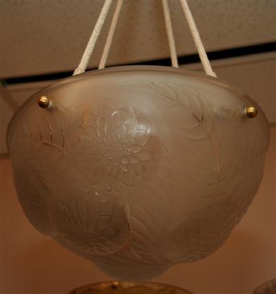 Lalique Dahlias Art Deco Chandelier by Lalique