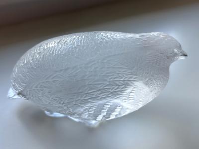 Lalique Highly Decorative Glass Quail Sculpture or Paperweight by Lalique France 1960s