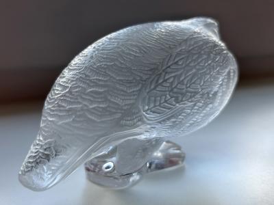 Lalique Highly Decorative Glass Quail Sculpture or Paperweight by Lalique France 1960s