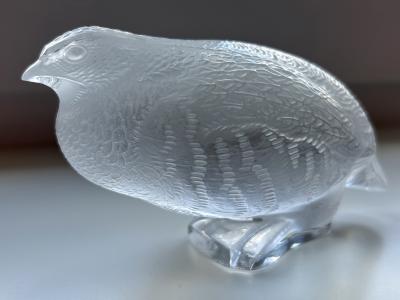 Lalique Highly Decorative Glass Quail Sculpture or Paperweight by Lalique France 1960s
