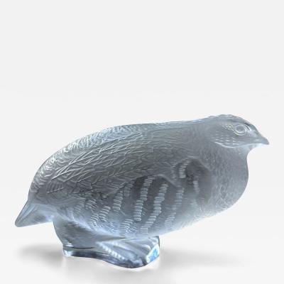 Lalique Highly Decorative Glass Quail Sculpture or Paperweight by Lalique France 1960s