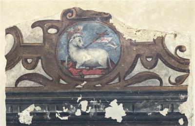 Lamb painting SPANISH 16TH CENTURY FRESCO FRAGMENT