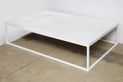 Lance Thompson Made to Order Coffee Table Metal White Base Marble Top