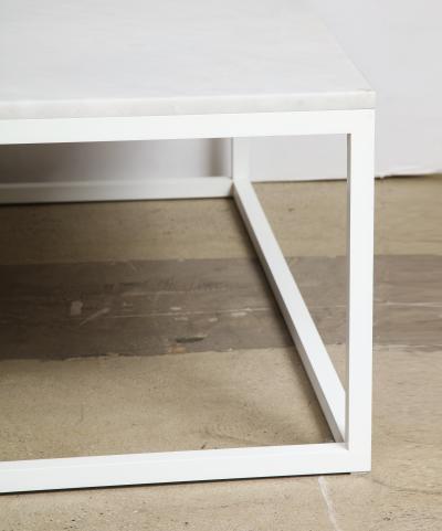 Lance Thompson Made to Order Coffee Table Metal White Base Marble Top