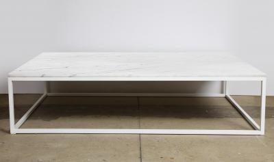 Lance Thompson Made to Order Coffee Table Metal White Base Marble Top