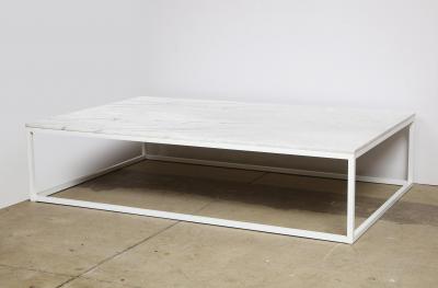 Lance Thompson Made to Order Coffee Table Metal White Base Marble Top