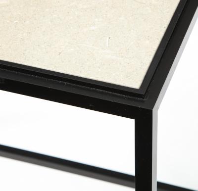 Lance Thompson Made to Order Stone Top Side Table Console with Solid Metal Base